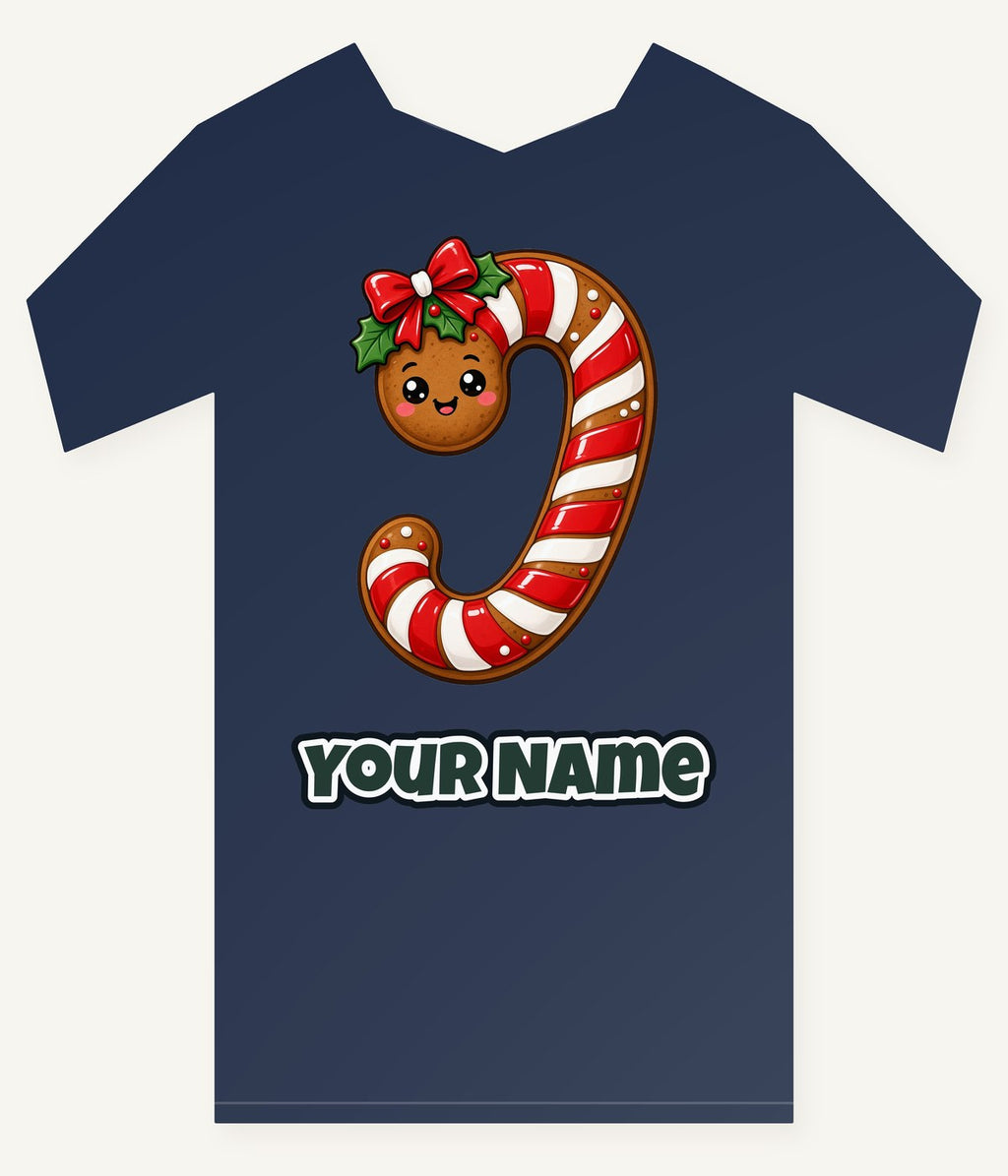 Gingerbread Candy Cane Biscuit Personalised Kids Tee and Baby Bodysuit