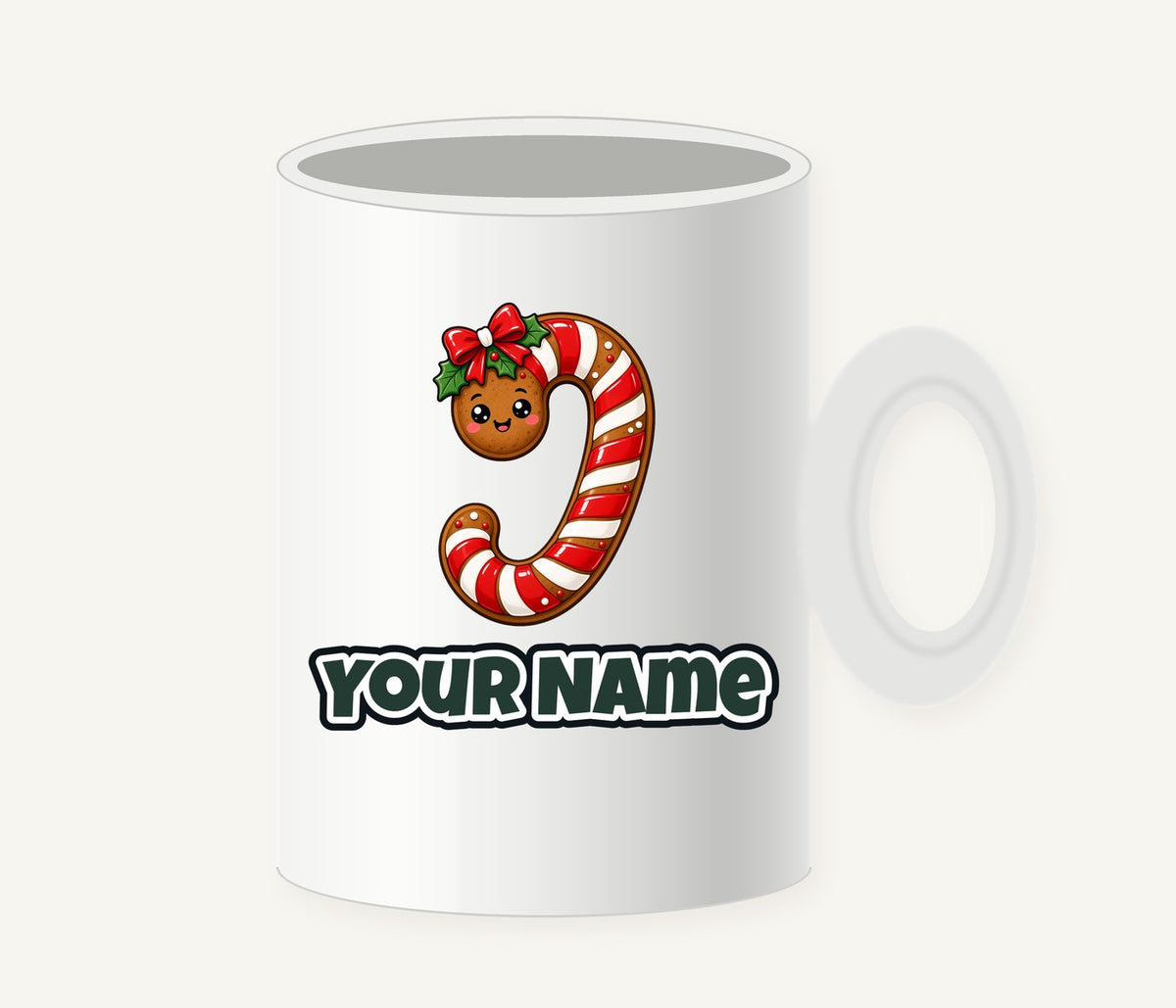 Gingerbread Candy Cane Biscuit Personalised Christmas Mug
