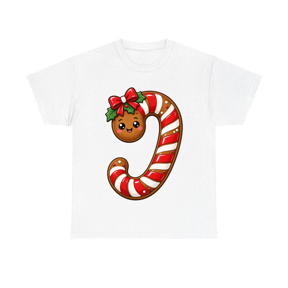 Gingerbread Candy Cane Biscuit personalised Christmas T-shirt in white