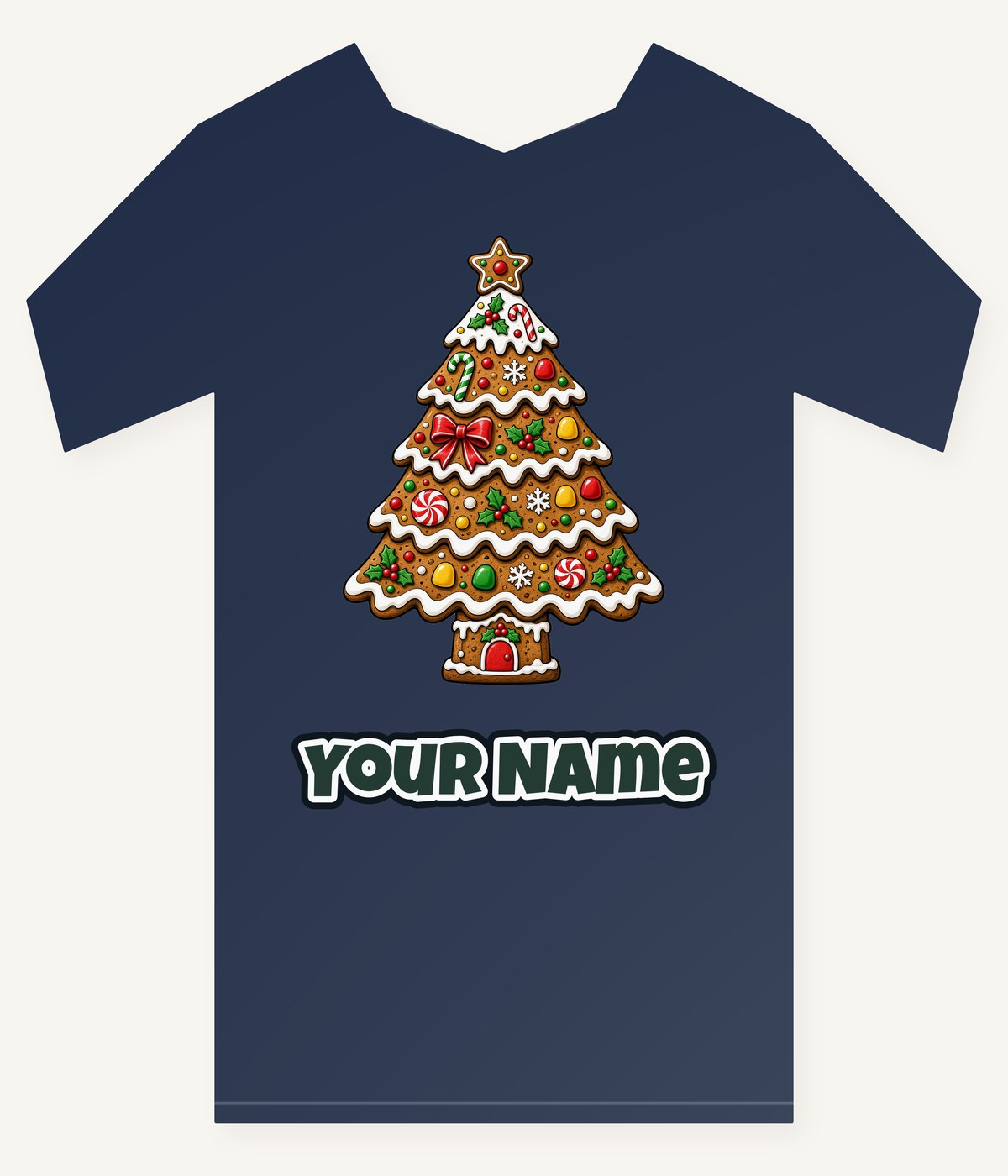Gingerbread Christmas Tree Biscuit Personalised Kids Tee and Baby Bodysuit