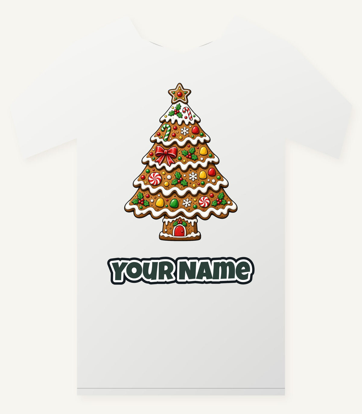 Gingerbread Christmas Tree Biscuit Personalised Christmas T-Shirt and Hoodie