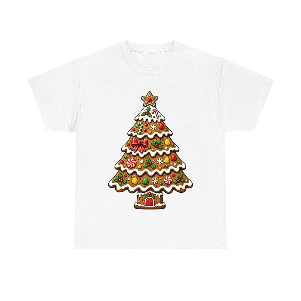 Gingerbread Christmas Tree Biscuit personalised Christmas T-shirt in white