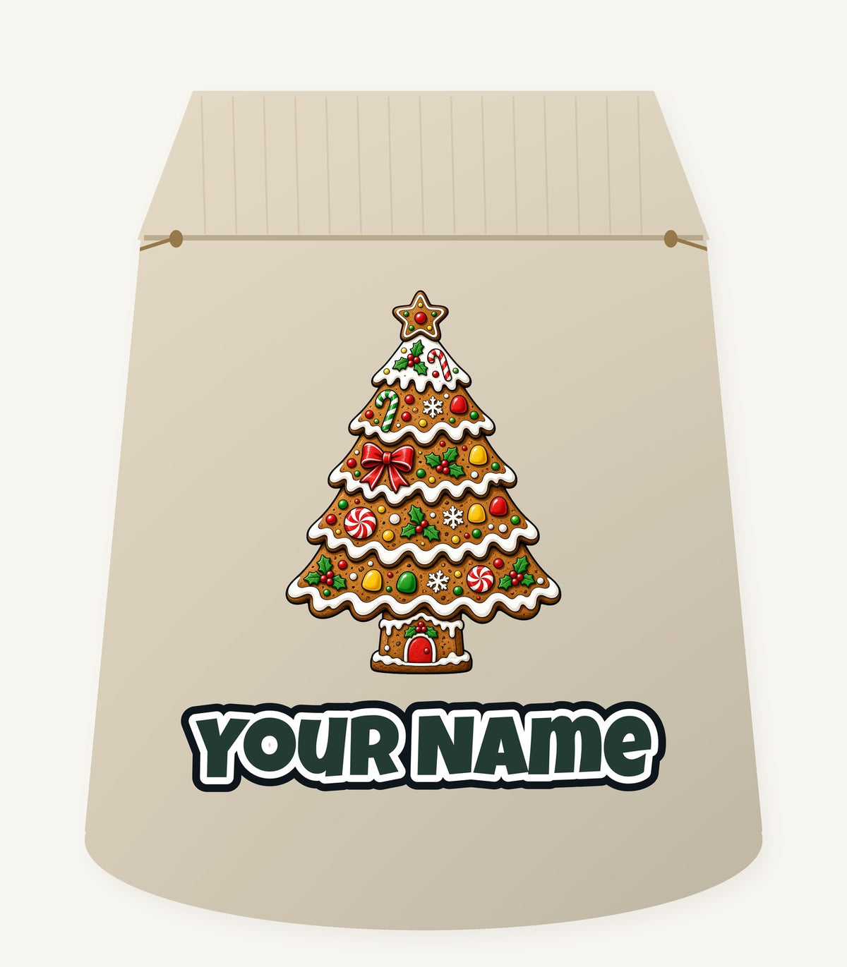 Gingerbread Christmas Tree Biscuit Personalised Santa Sack