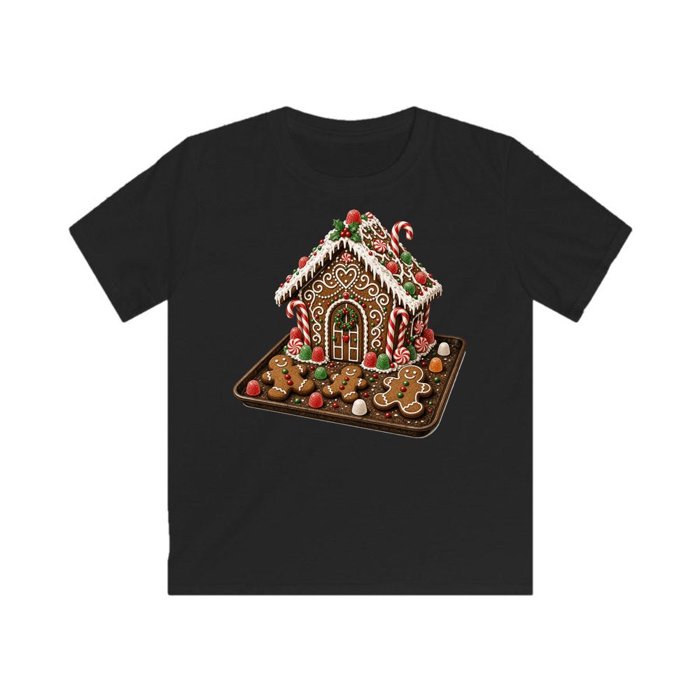 Gingerbread Cookie Tray personalised kids Christmas tee in black