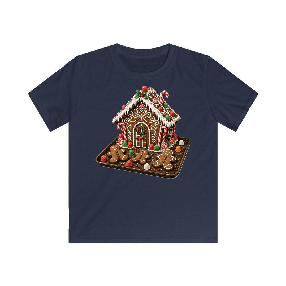 Gingerbread Cookie Tray personalised kids Christmas tee in navy