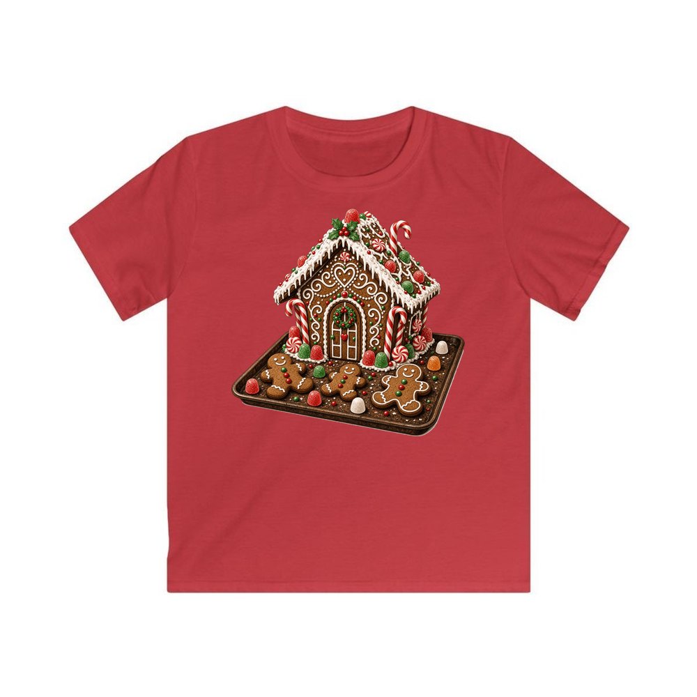 Gingerbread Cookie Tray personalised kids Christmas tee in red