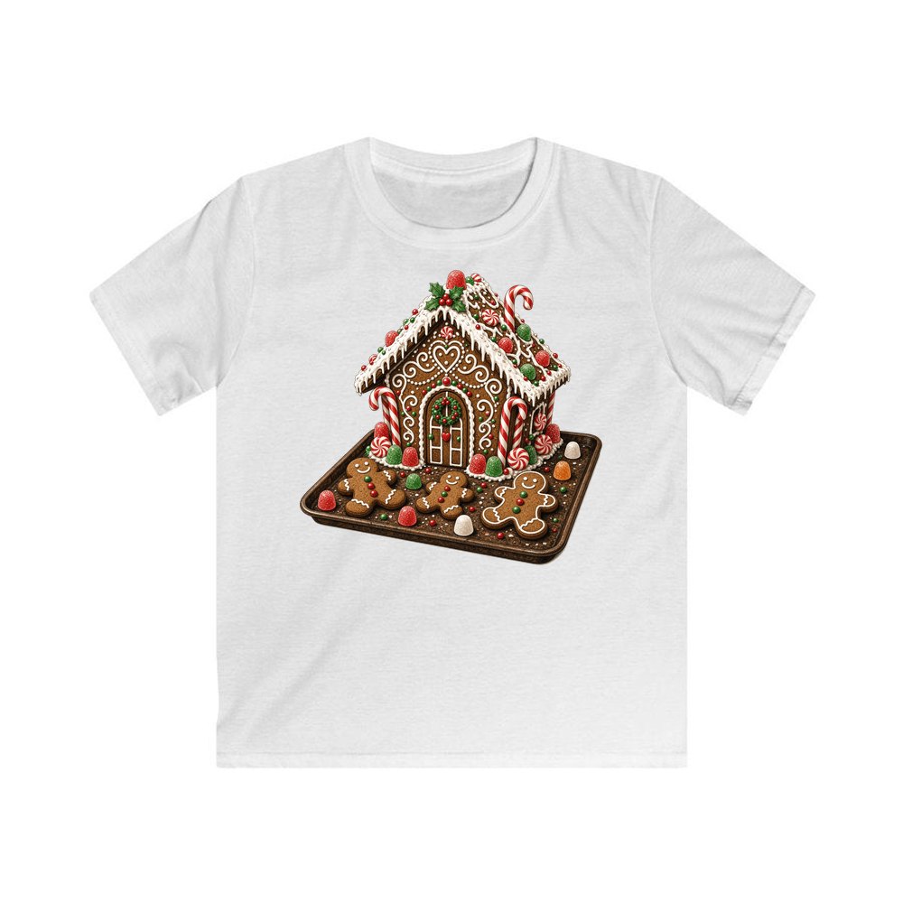 Gingerbread Cookie Tray personalised kids Christmas tee in white
