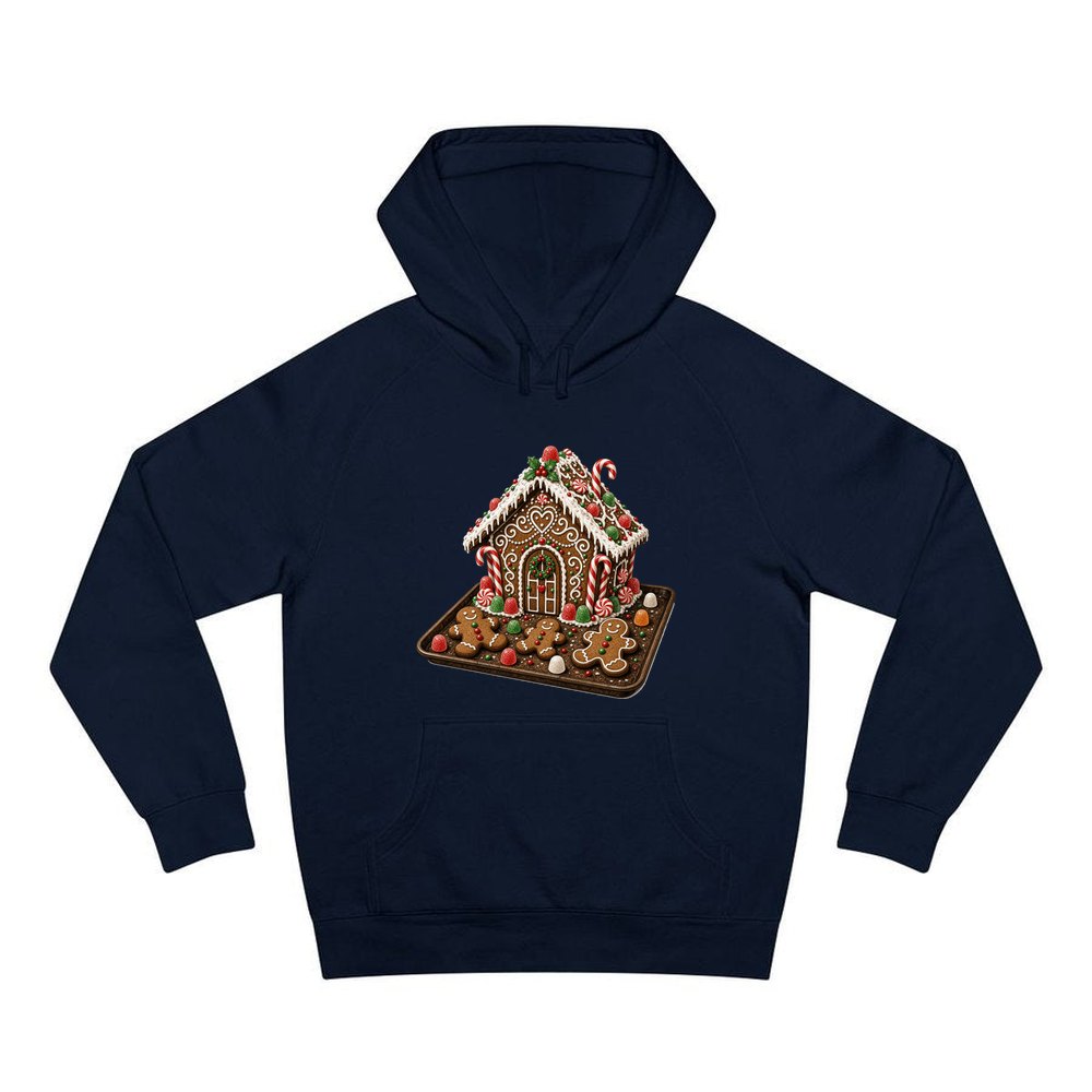 Gingerbread Cookie Tray personalised Christmas hoodie in navy