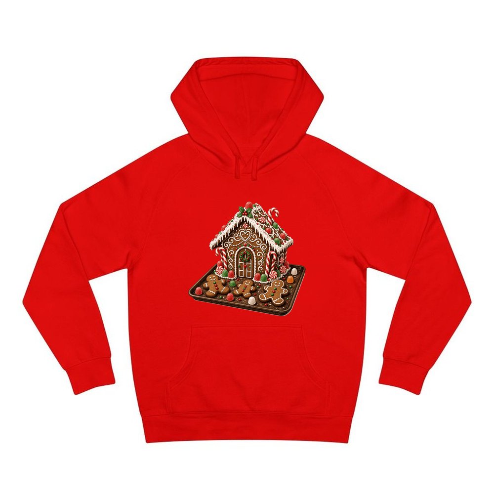 Gingerbread Cookie Tray personalised Christmas hoodie in red