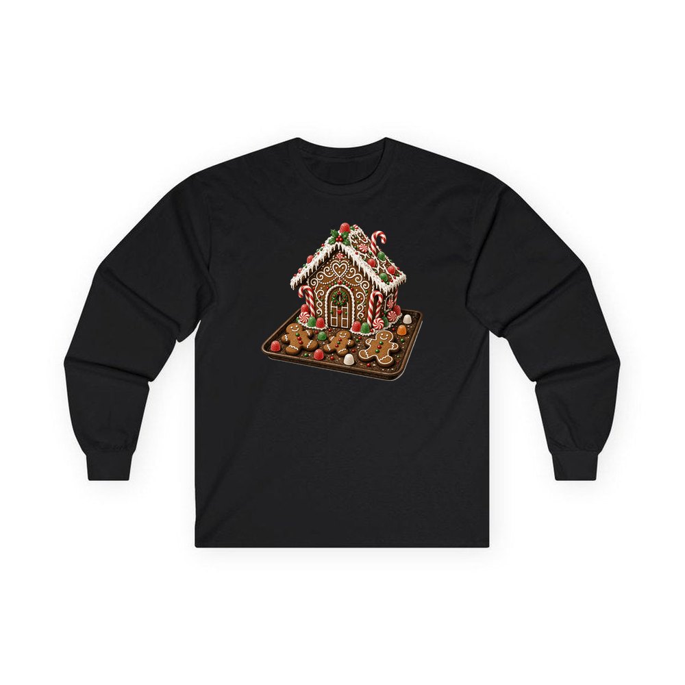 Gingerbread Cookie Tray personalised long sleeve Christmas T-shirt in black