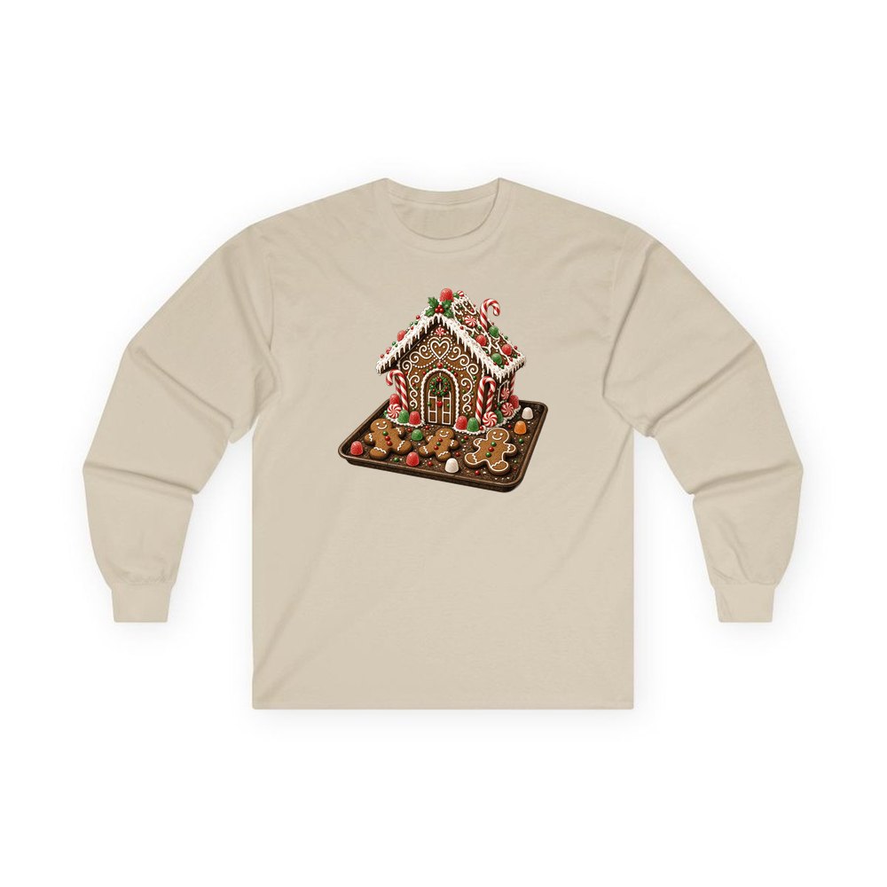 Gingerbread Cookie Tray personalised long sleeve Christmas T-shirt in sand