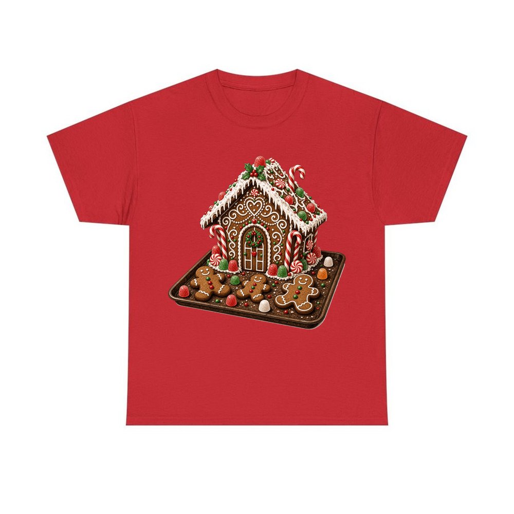Gingerbread Cookie Tray personalised Christmas T-shirt in red