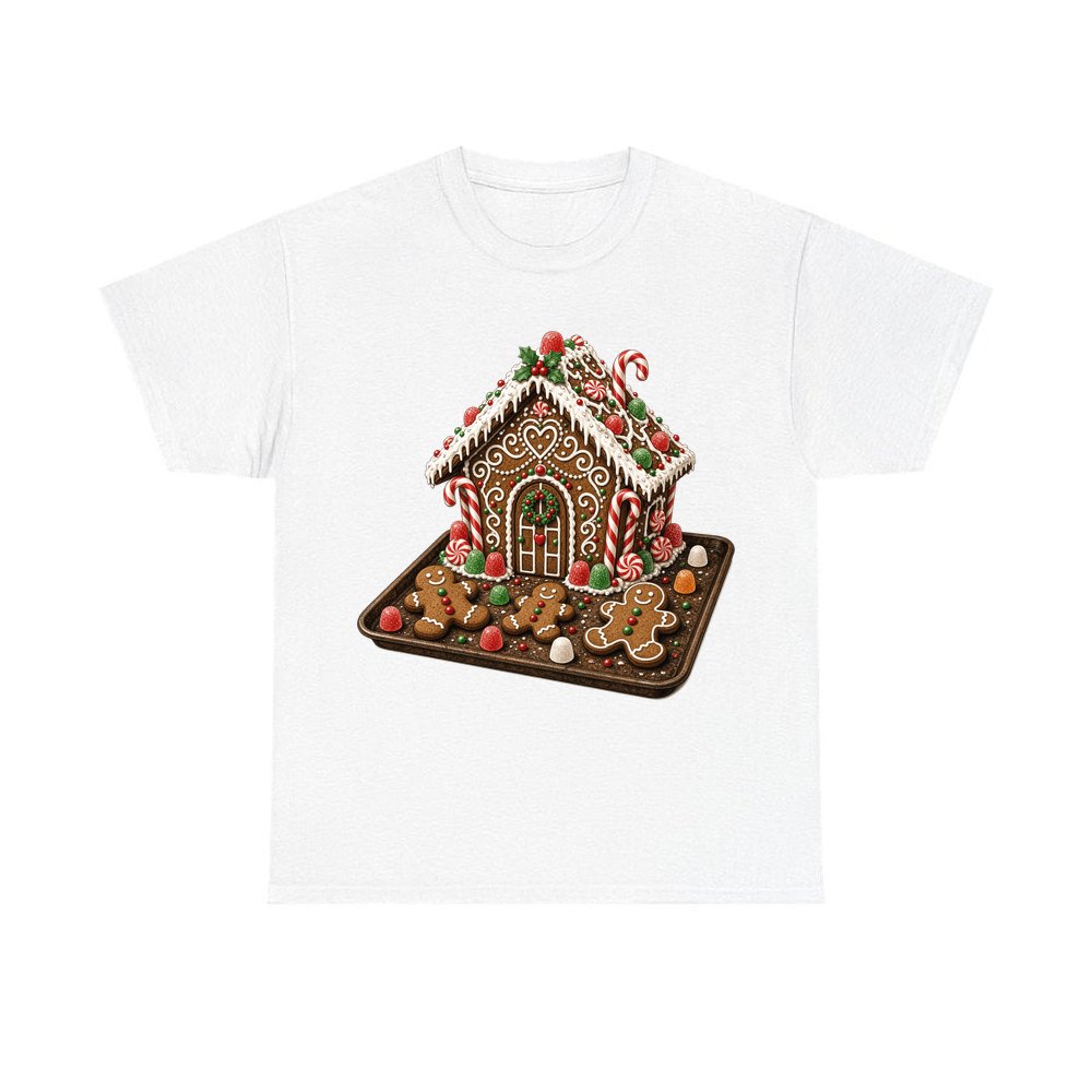 Gingerbread Cookie Tray design on a white tee