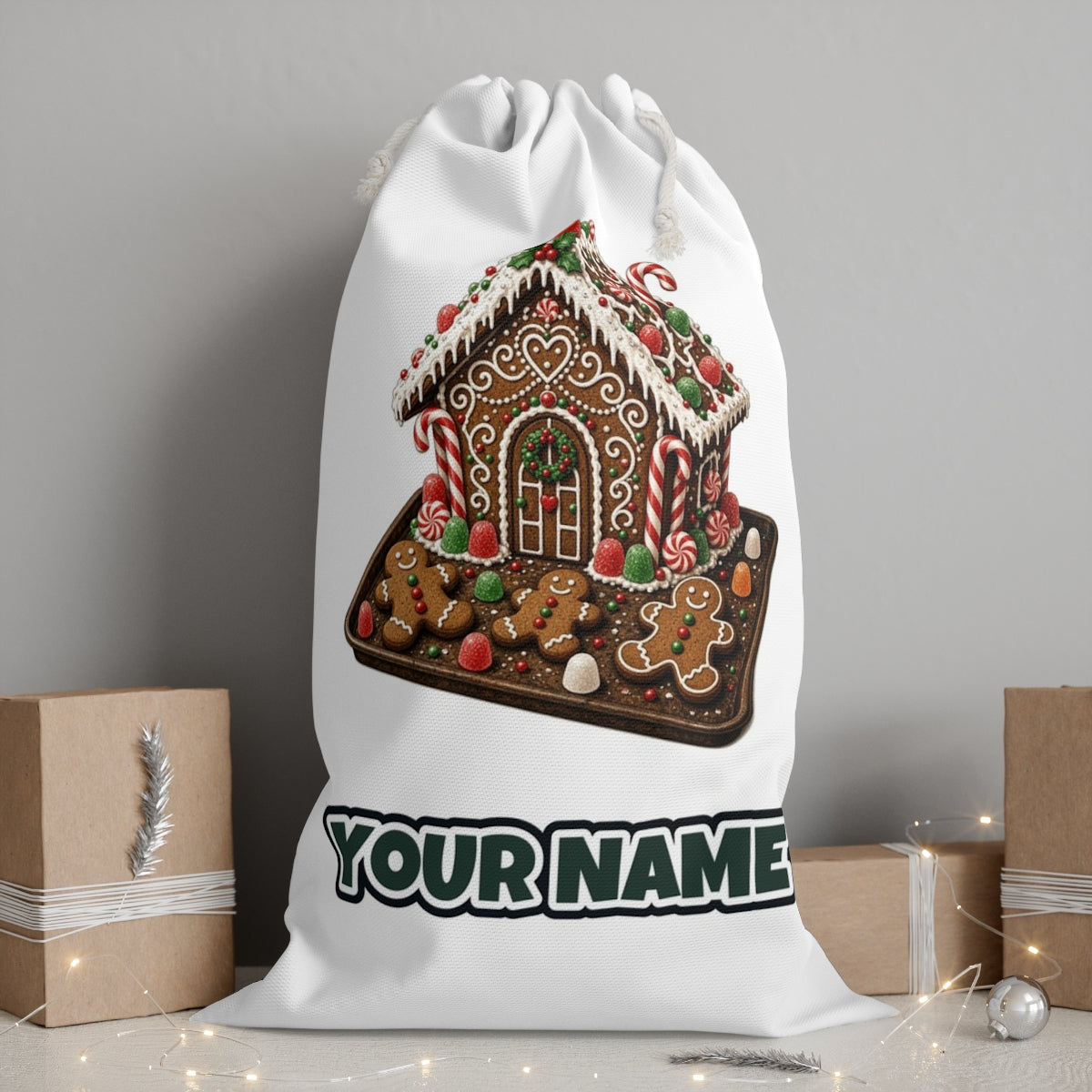 Gingerbread Cookie Tray Personalised Santa Sack
