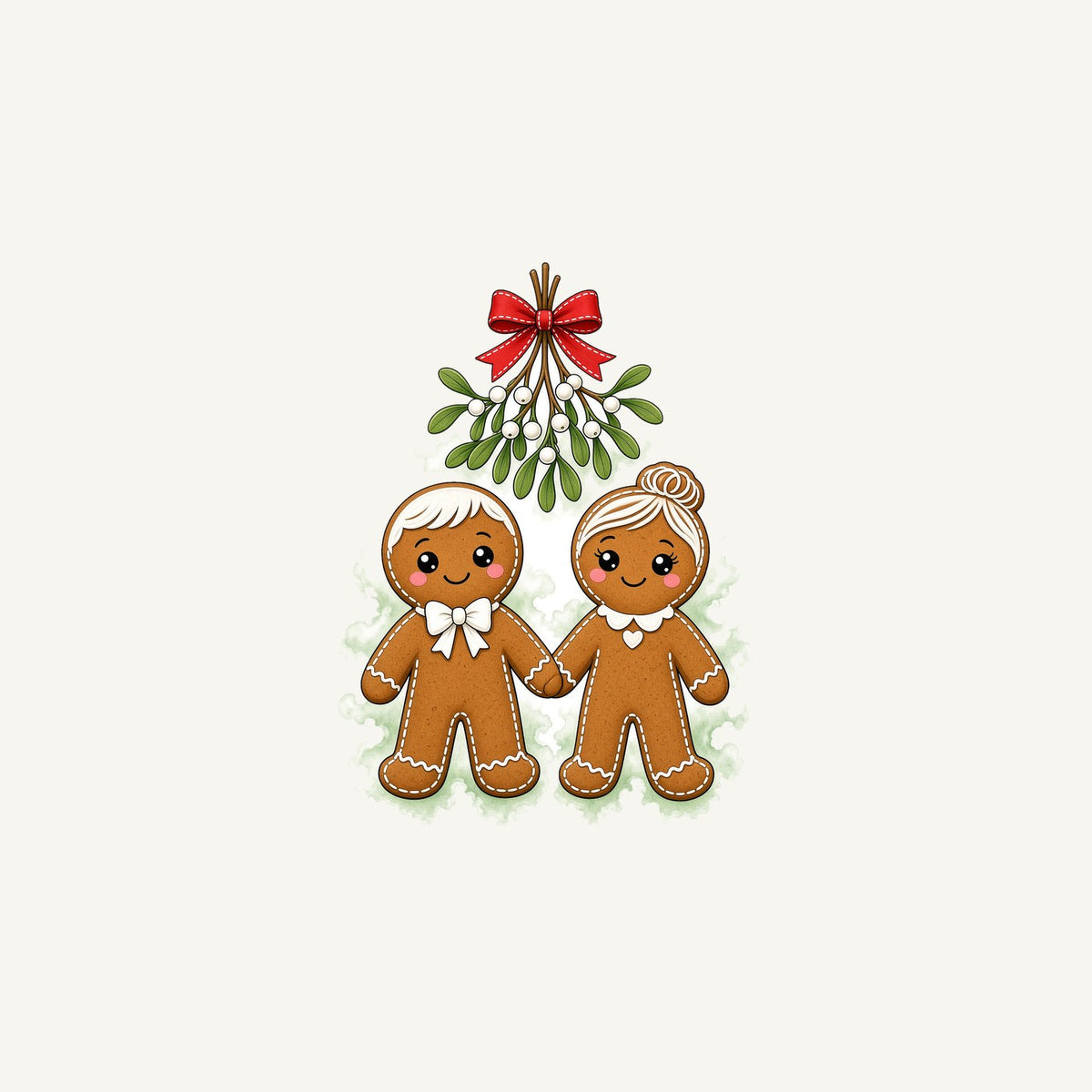 Gingerbread Couple Under Mistletoe Personalised Christmas Mug