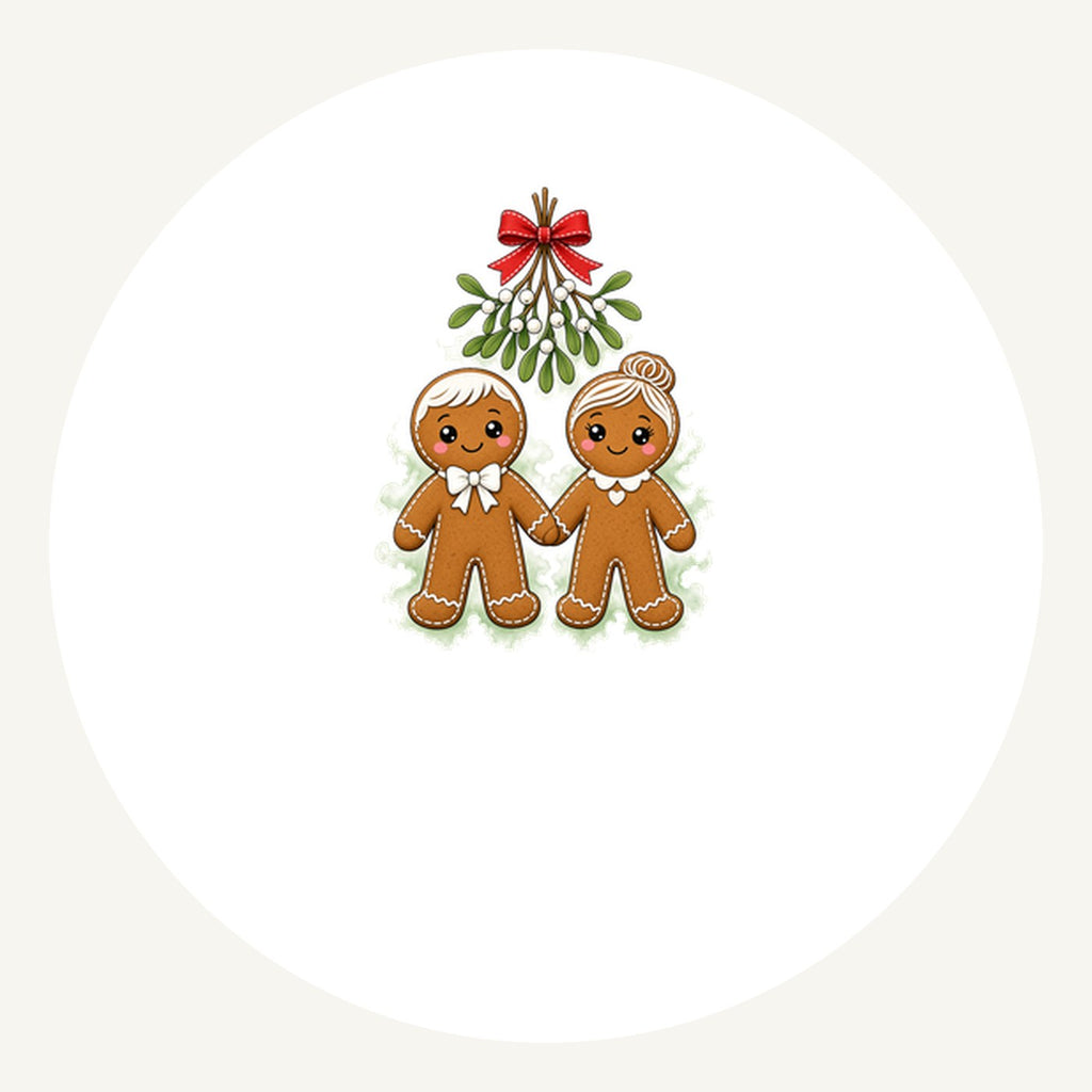 Gingerbread Couple Under Mistletoe Personalised Pewter Christmas Ornament