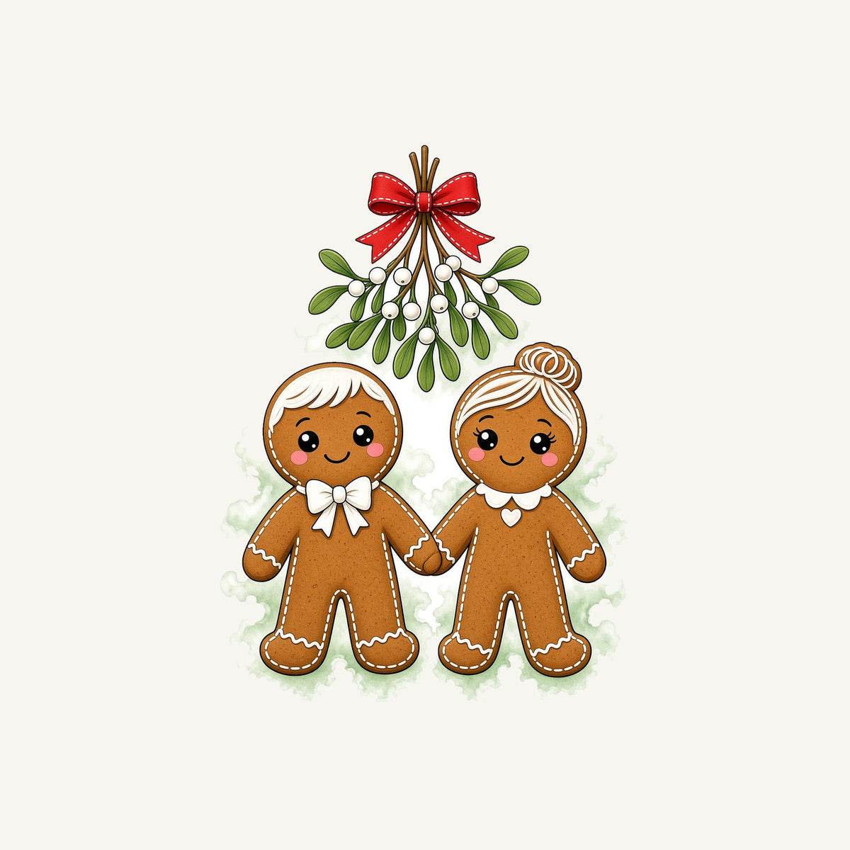 Gingerbread Couple Under Mistletoe Personalised Christmas T-Shirt and Hoodie