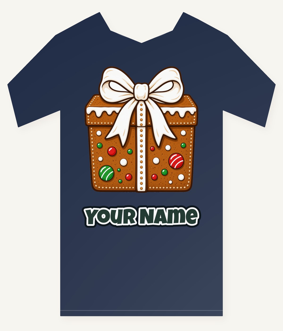 Gingerbread Gift Box Biscuit Personalised Kids Tee and Baby Bodysuit