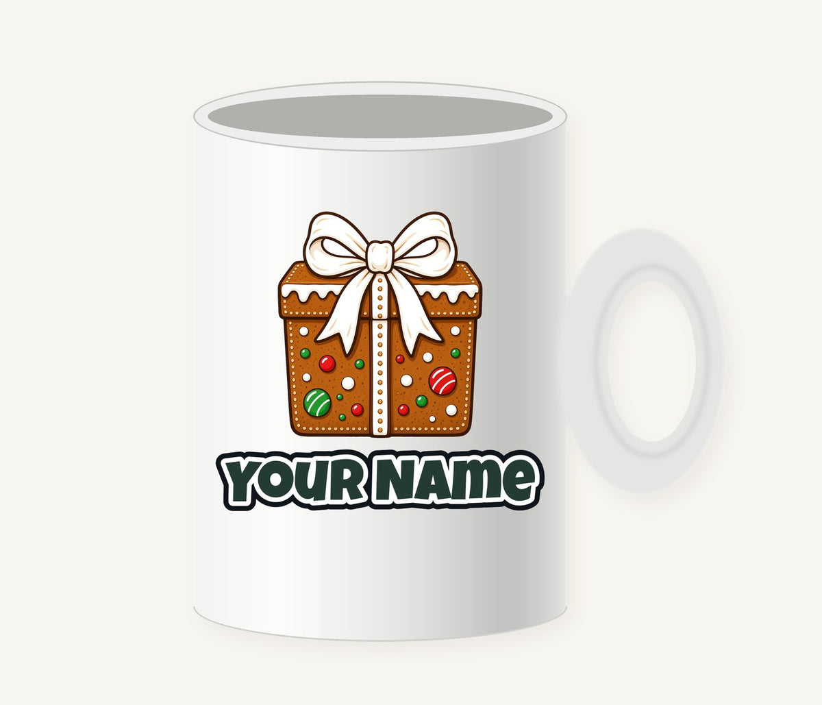 Gingerbread Gift Box Biscuit Personalised Christmas Mug