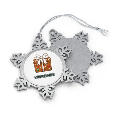 Gingerbread Gift Box Biscuit Personalised Pewter Christmas Ornament
