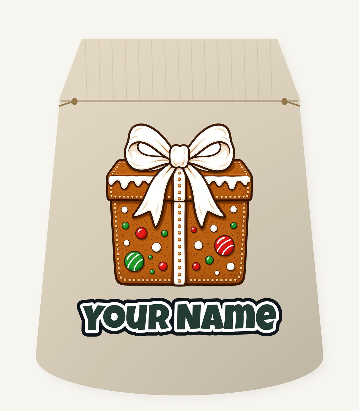 Gingerbread Gift Box Biscuit Personalised Santa Sack