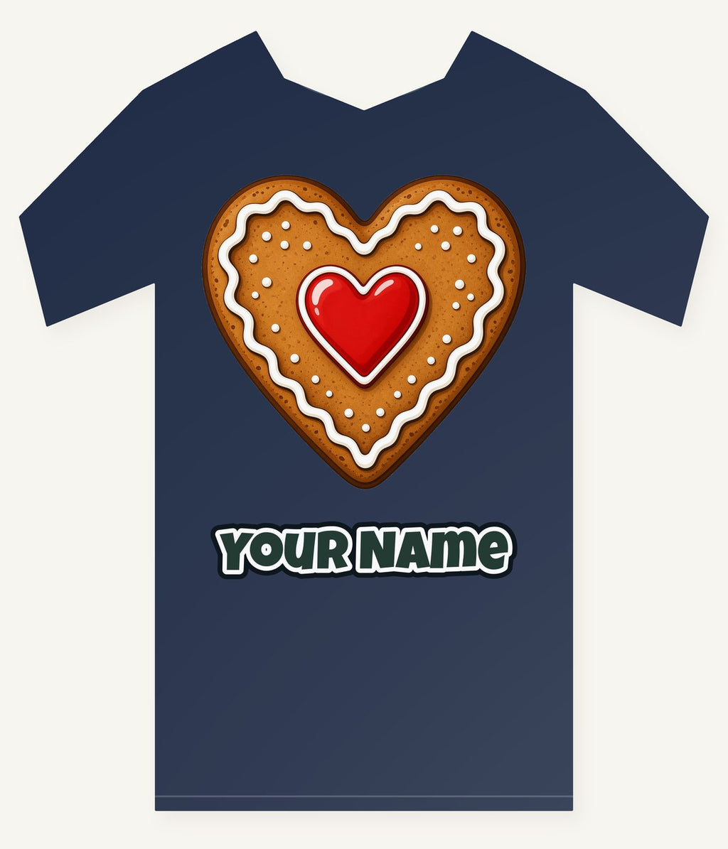 Gingerbread Heart Biscuit Personalised Kids Tee and Baby Bodysuit