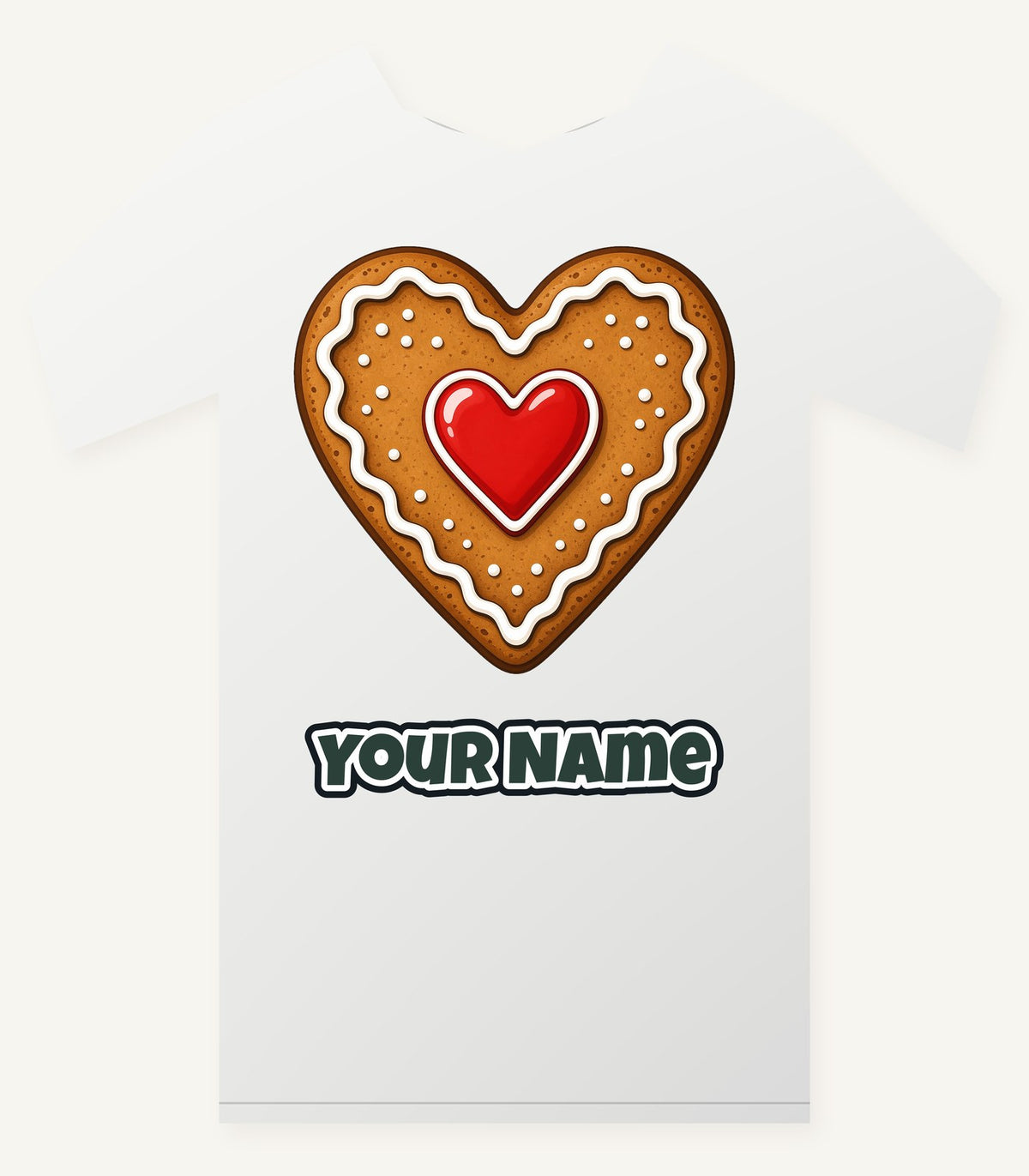 Gingerbread Heart Biscuit Personalised Christmas T-Shirt and Hoodie