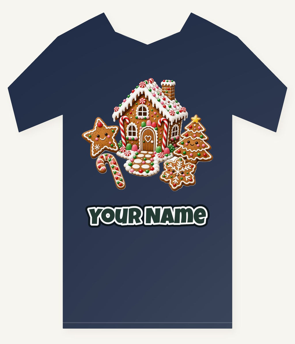Gingerbread House and Cookies Personalised Kids Tee and Baby Bodysuit