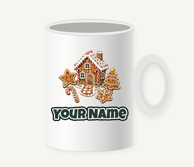 Gingerbread House and Cookies Personalised Christmas Mug