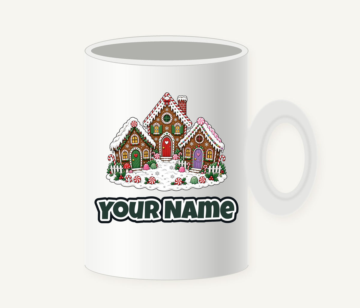Gingerbread House Village Personalised Christmas Mug