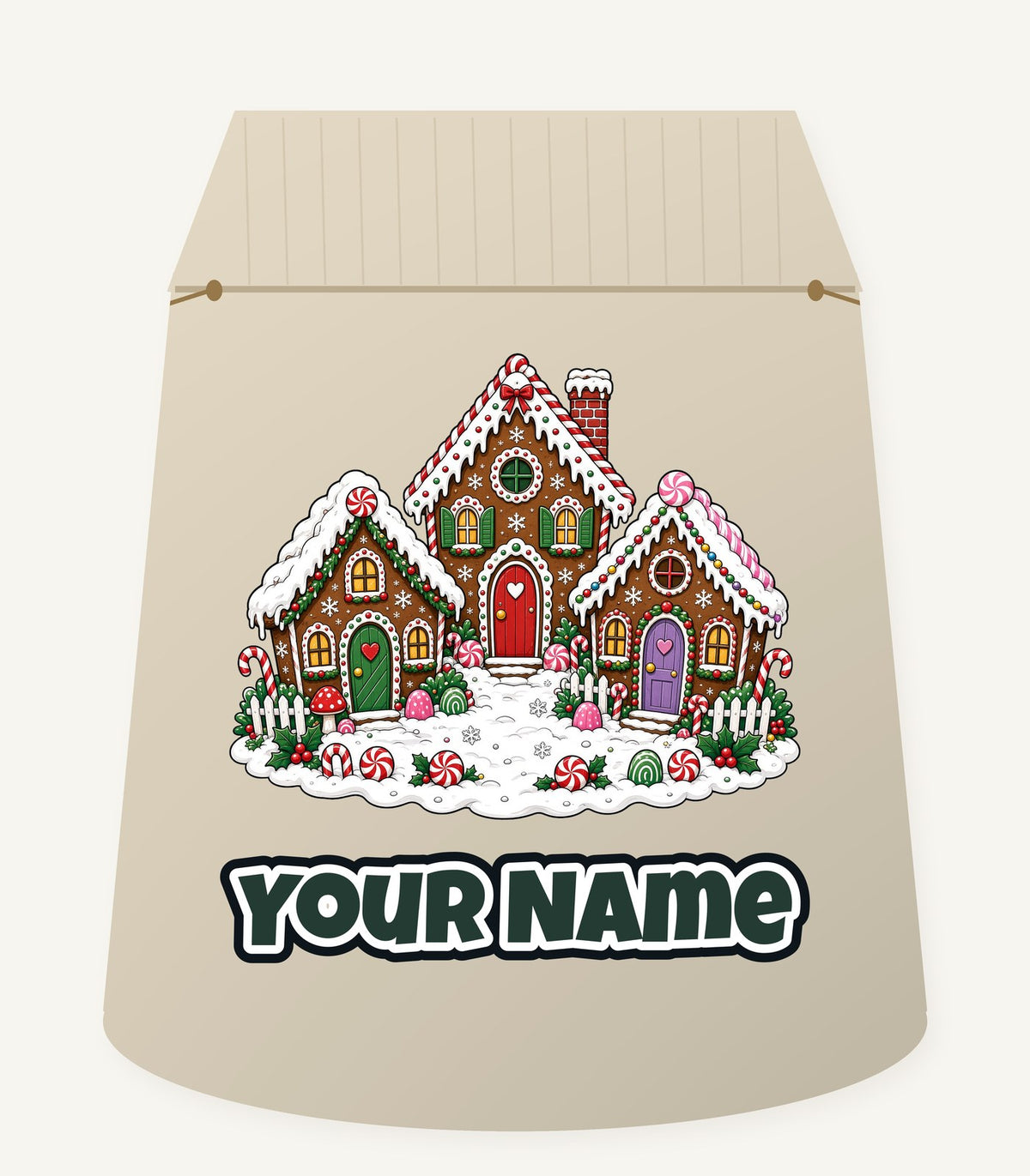 Gingerbread House Village Personalised Santa Sack