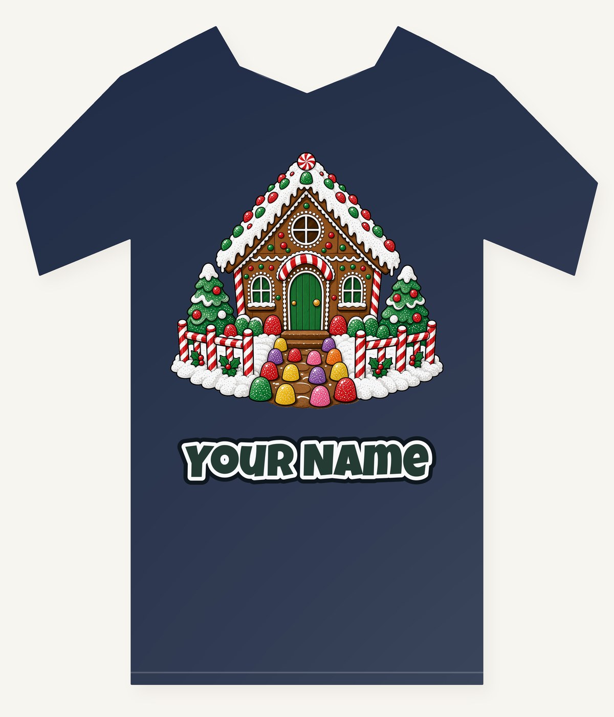 Gingerbread House with Candy Fence Personalised Kids Tee and Baby Bodysuit