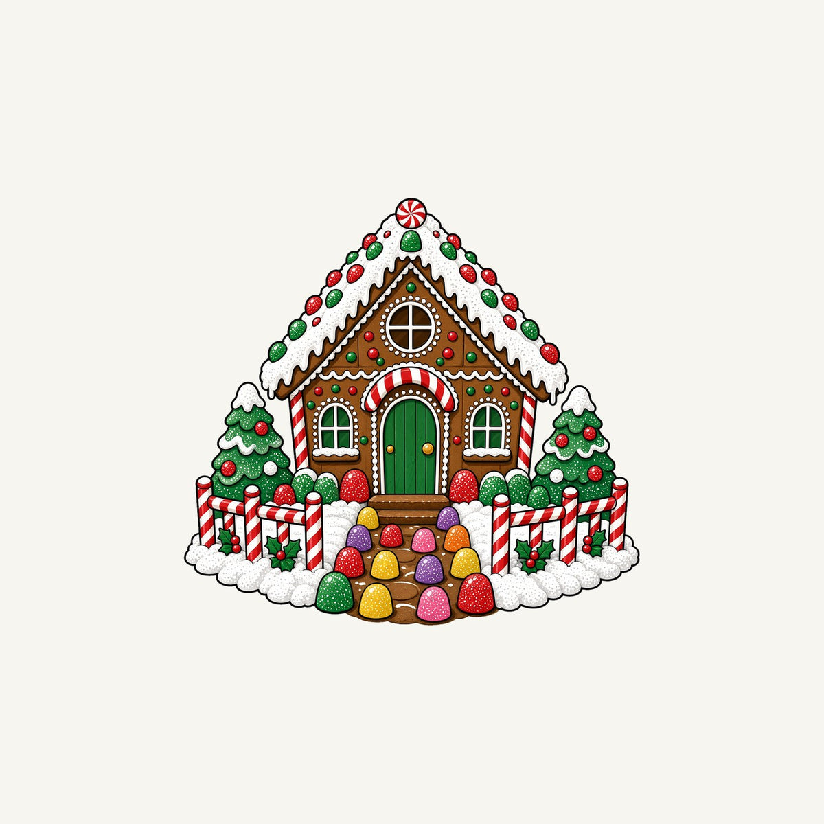 Gingerbread House with Candy Fence Personalised Christmas Mug