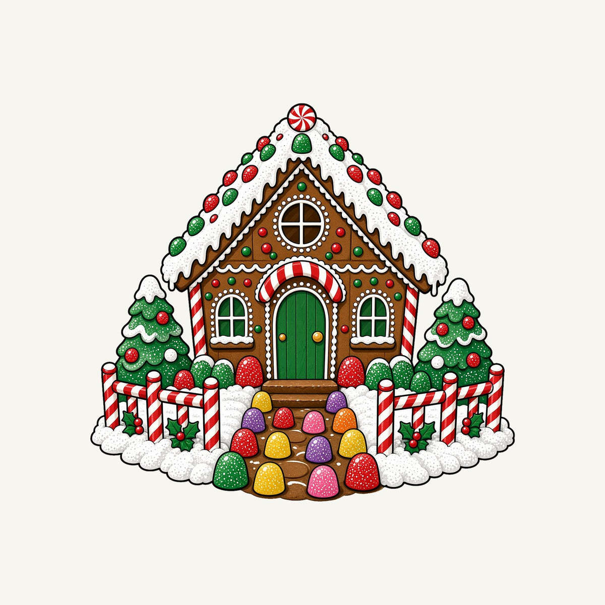 Gingerbread House with Candy Fence Personalised Santa Sack