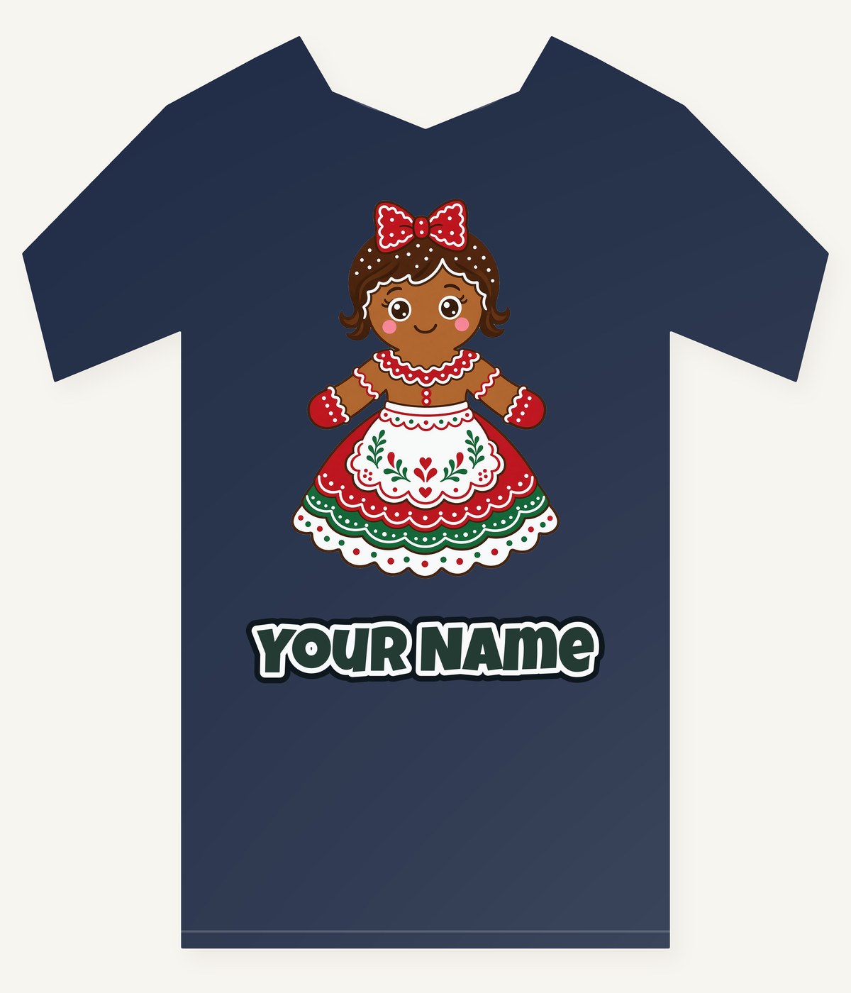 Gingerbread Lady In Apron Personalised Kids Tee and Baby Bodysuit