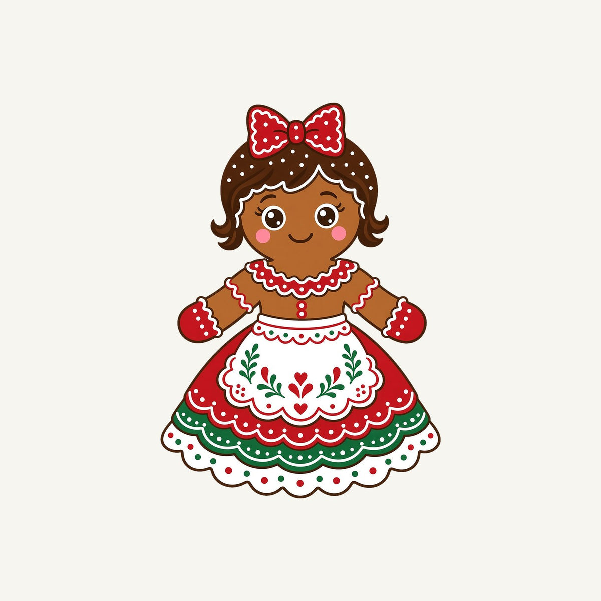 Gingerbread Lady In Apron Personalised Kids Tee and Baby Bodysuit