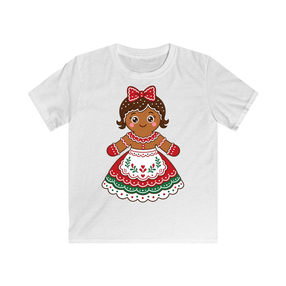 Gingerbread Lady In Apron personalised kids Christmas tee in white