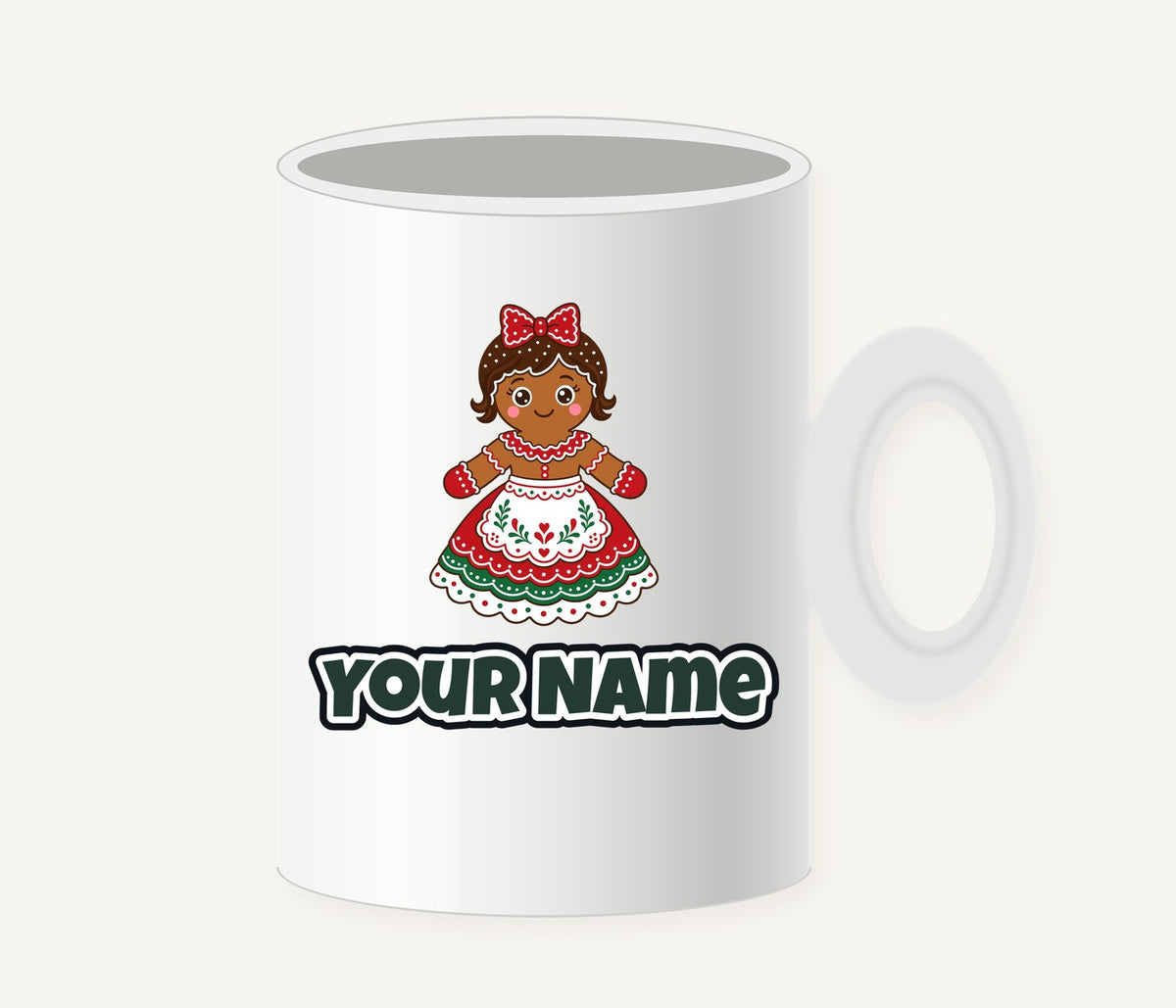 Gingerbread Lady In Apron Personalised Christmas Mug
