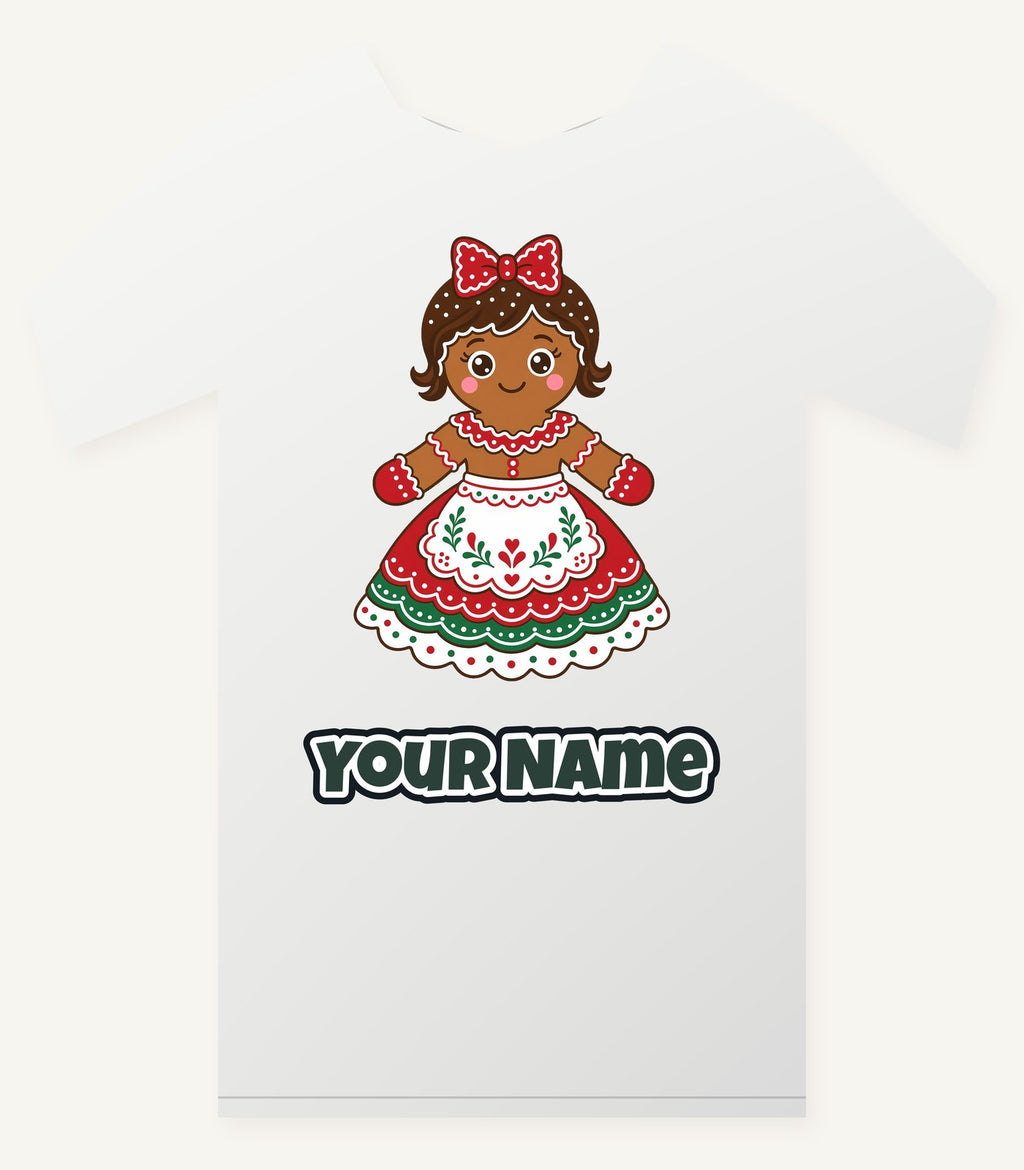 Gingerbread Lady In Apron Personalised Christmas T-Shirt and Hoodie