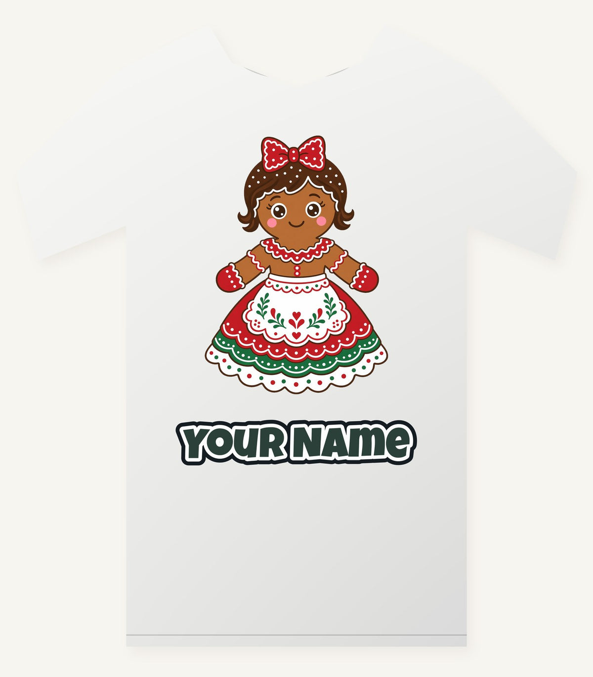 Gingerbread Lady In Apron Personalised Christmas T-Shirt and Hoodie