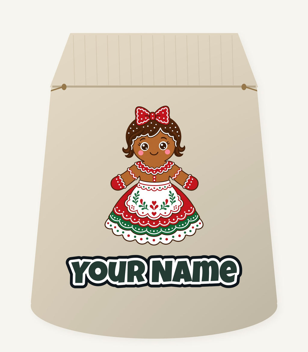 Gingerbread Lady In Apron Personalised Santa Sack