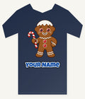 Gingerbread Man Candy Cane Personalised Kids and Baby Christmas Tee
