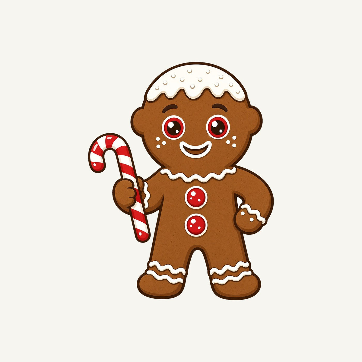 Gingerbread Man Candy Cane Personalised Kids and Baby Christmas Tee