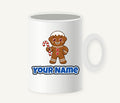 Gingerbread Man Candy Cane Personalised Christmas Mug