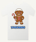 Gingerbread Man Candy Cane Personalised Christmas T-Shirt and Hoodie