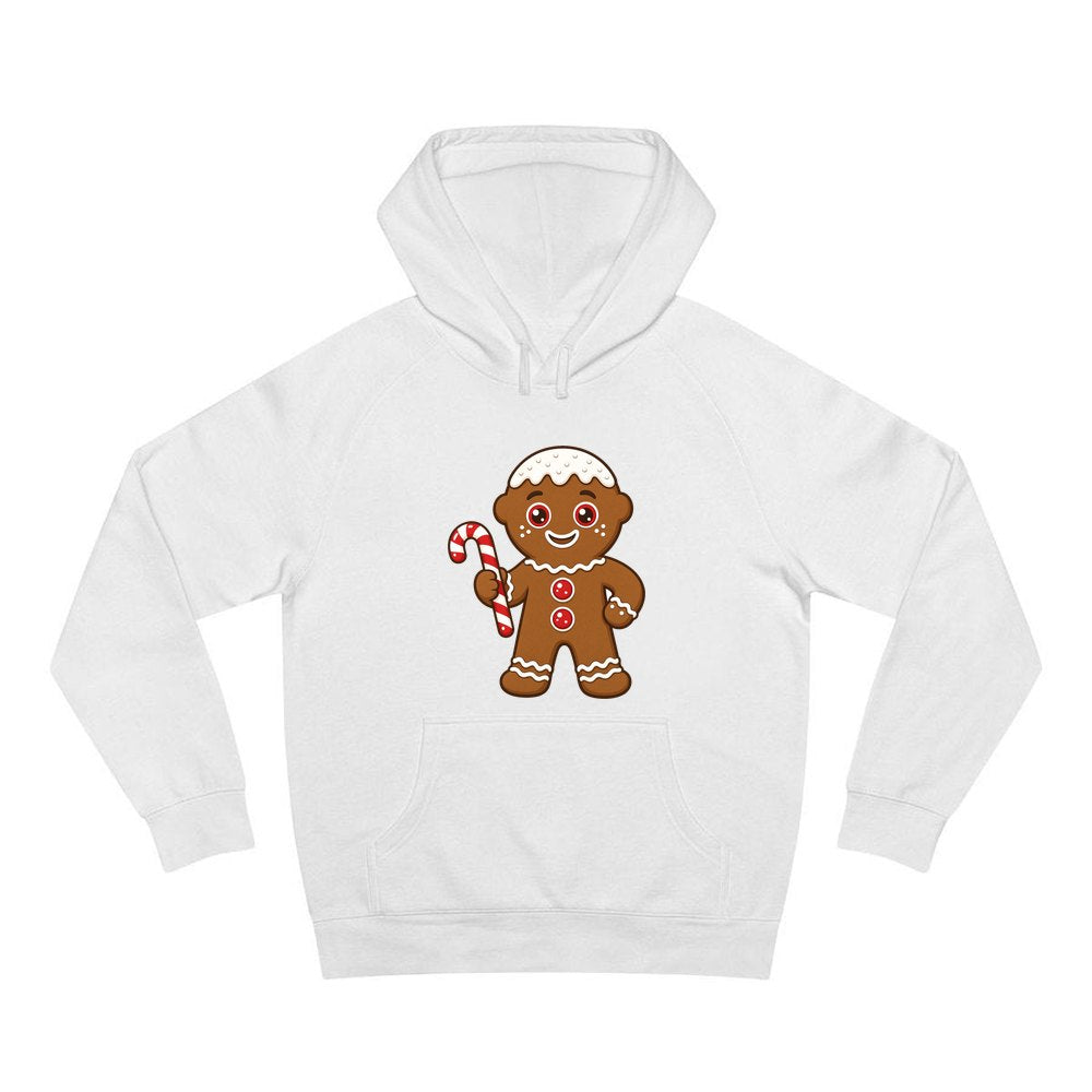 Gingerbread Man Candy Cane personalised Christmas hoodie in white