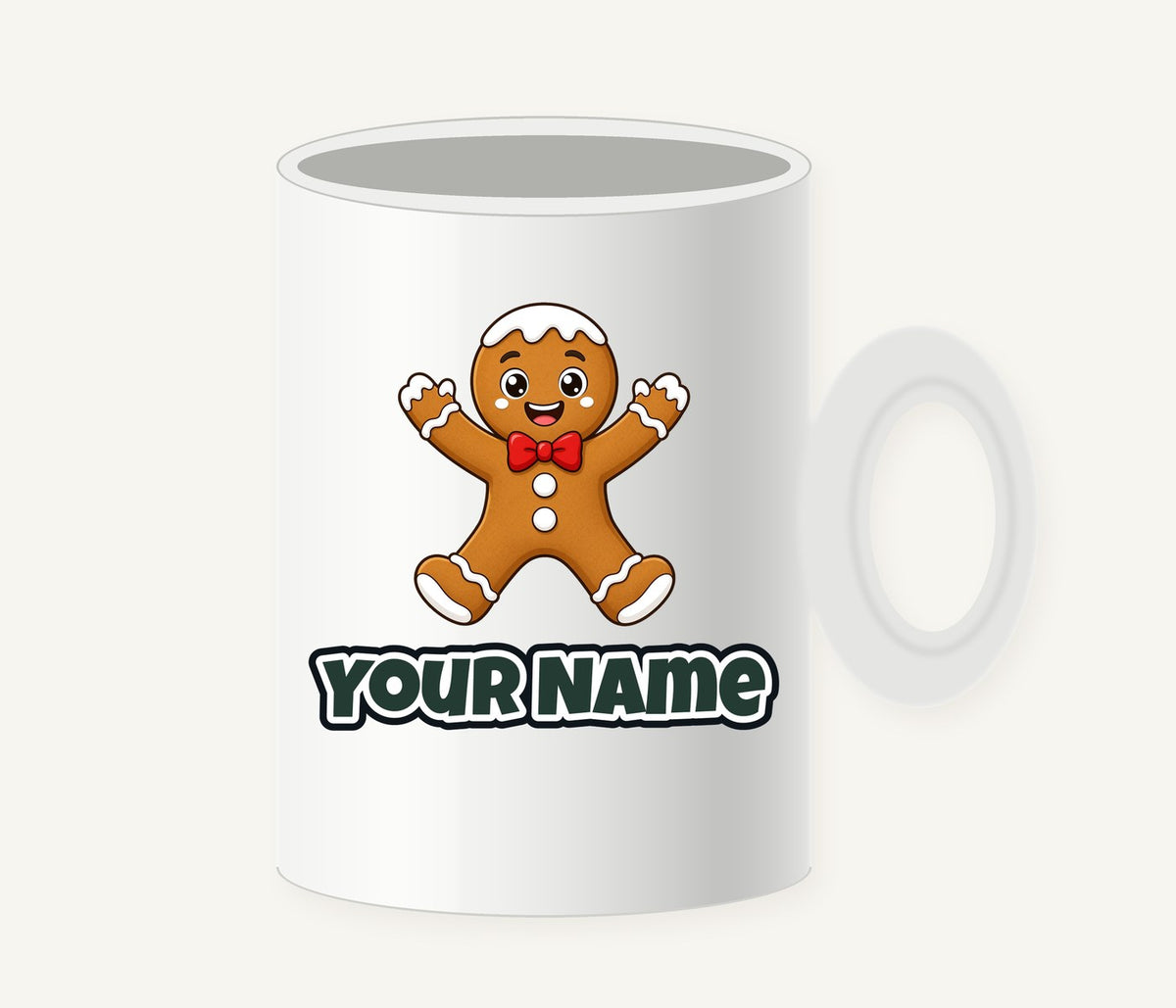 Gingerbread Man With Bow Tie Personalised Christmas Mug