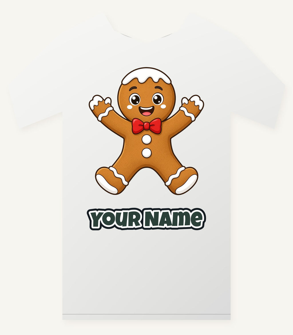 Gingerbread Man With Bow Tie Personalised Christmas T-Shirt and Hoodie
