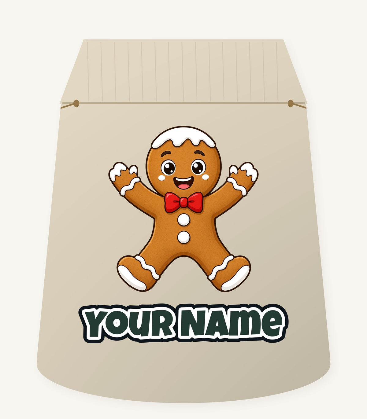 Gingerbread Man With Bow Tie Personalised Santa Sack