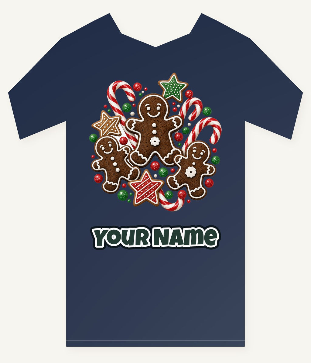 Gingerbread Men and Candy Canes Personalised Kids Tee and Baby Bodysuit
